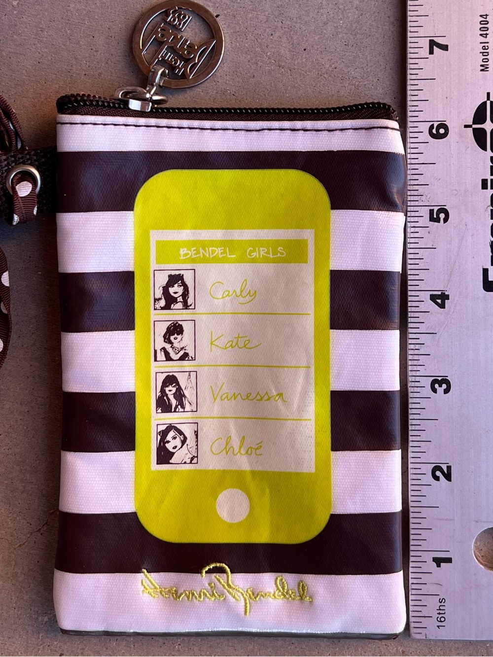 Henri Bendel To Go Tech Pouch Set 3 Brown White Stripe Laptop Tablet Phone Bags - Picture 9 of 12